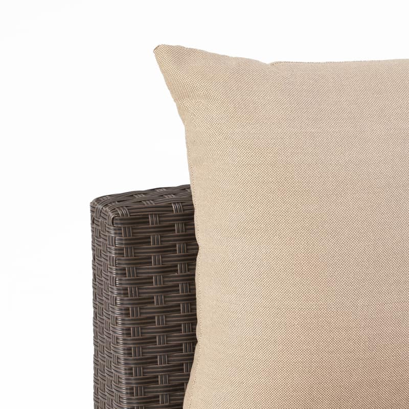 Newton Wicker Outdoor Curved Loveseat Sectional with Cushions by Christopher Knight Home