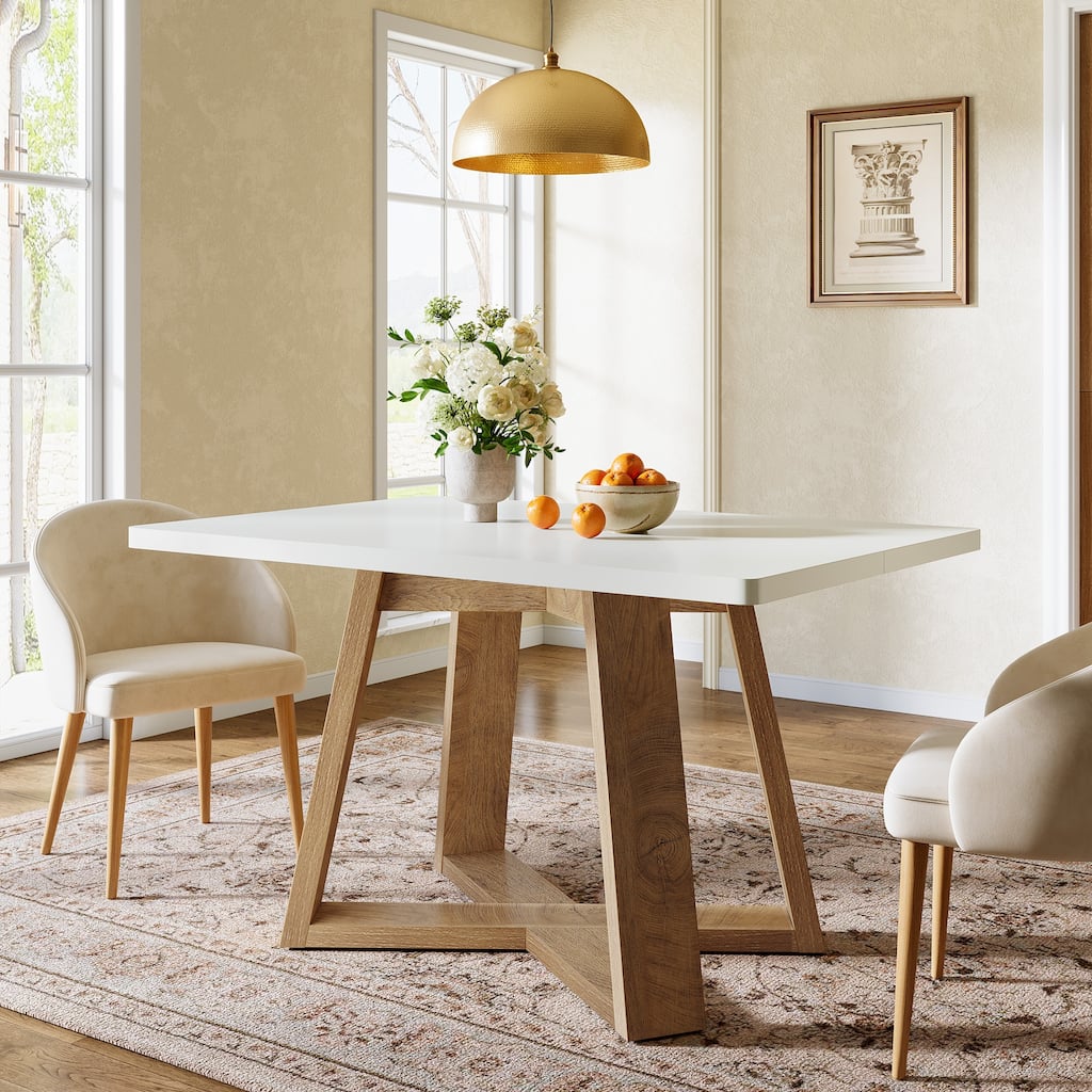 47-Inch Dining Table with Wooden Legs for 4 People