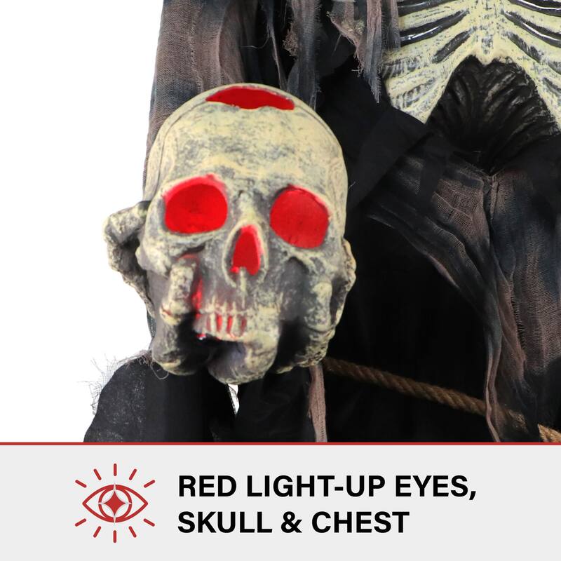 Haunted Hill Farm 7-Ft. Tall Khronos the Rotting Reaper, Premium Talking Halloween Animatronic, Plug-In