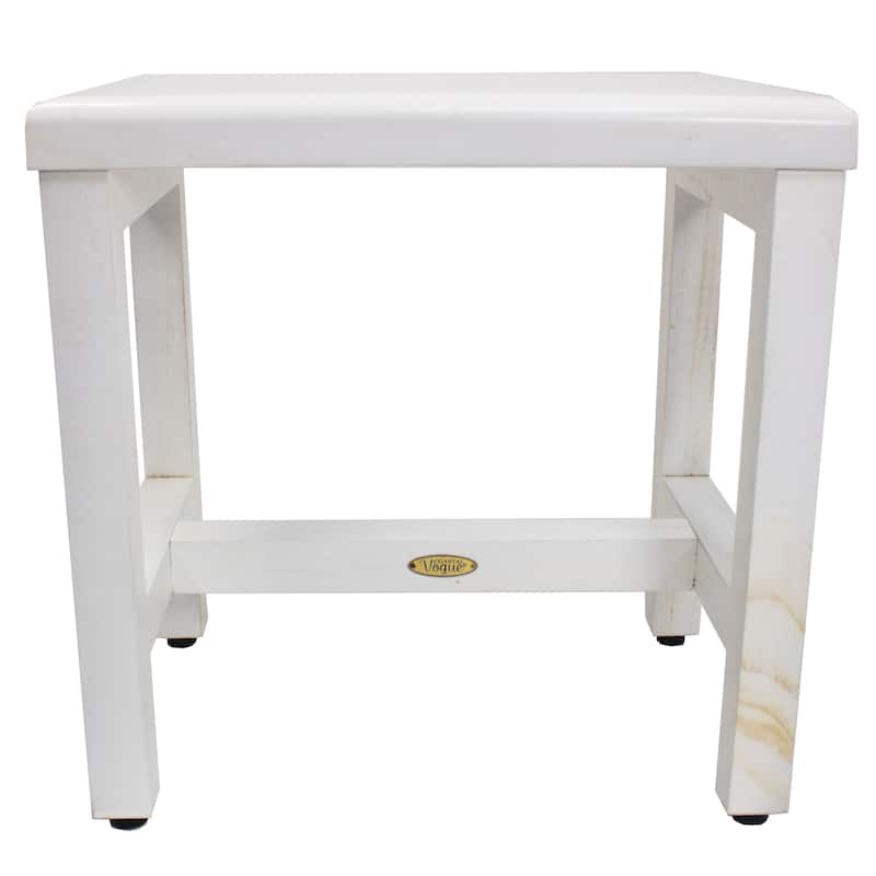 CoastalVogue 18-In, White, Teak Shower Bench, Shower Benches for Inside Shower, Shower Table, Shower Bench Waterproof, Spa Bench