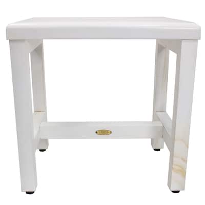 CoastalVogue 18-In, White, Teak Shower Bench, Shower Benches for Inside Shower, Shower Table, Shower Bench Waterproof, Spa Bench
