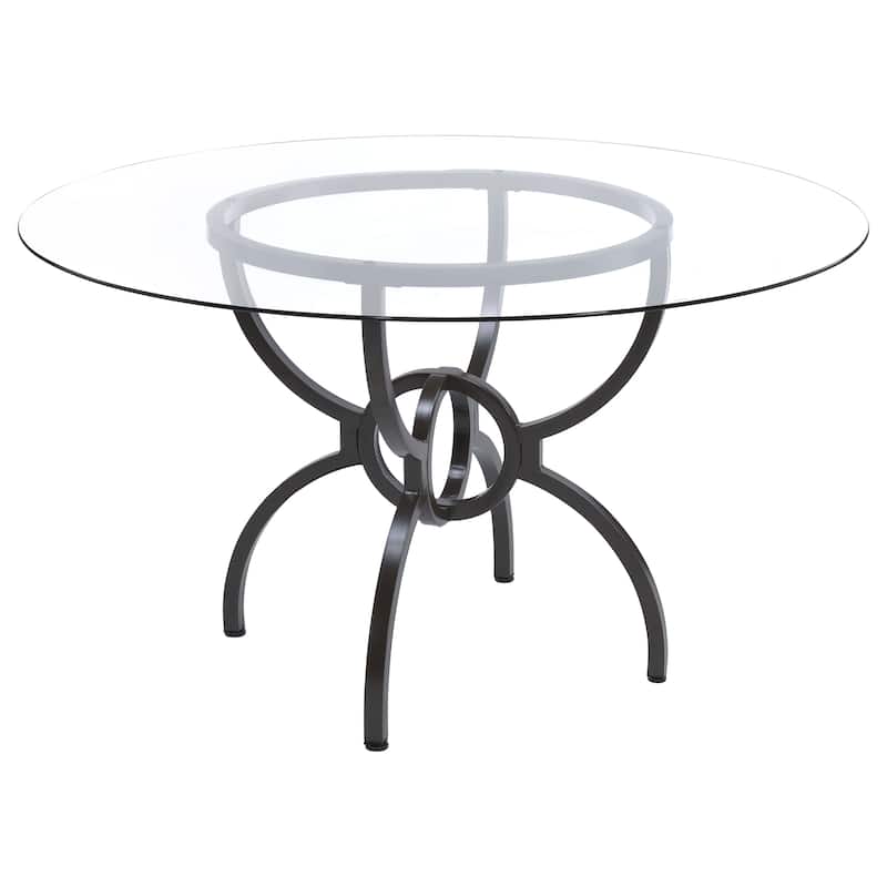 Aviano 5-piece Gunmetal Round Glass Top Dining Table Set