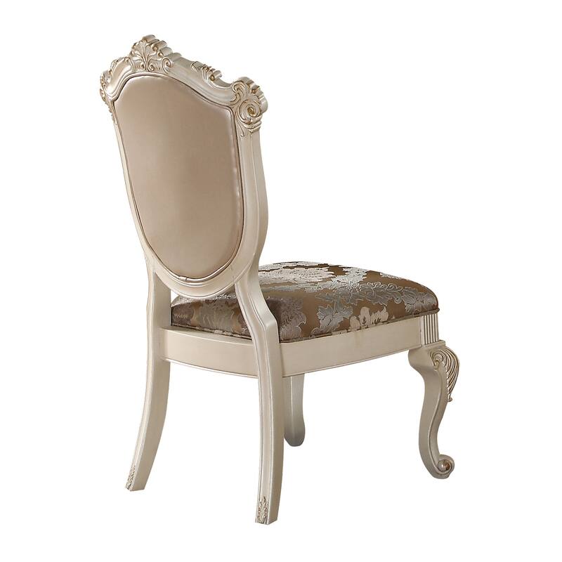 HomeRoots Set of Two Tufted Rose Gold and Pearl Upholstered Faux Leather And Solid Wood Dining Side Chairs