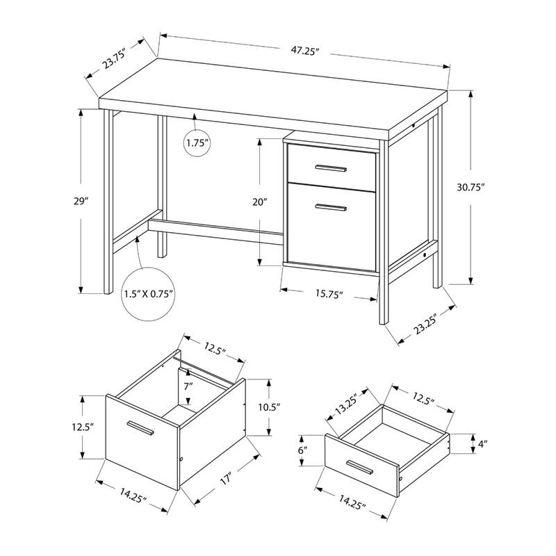 Contemporary Rectangular Office Desk with 2 Drawers and Pedestal Base Ideal for Home Office or Study