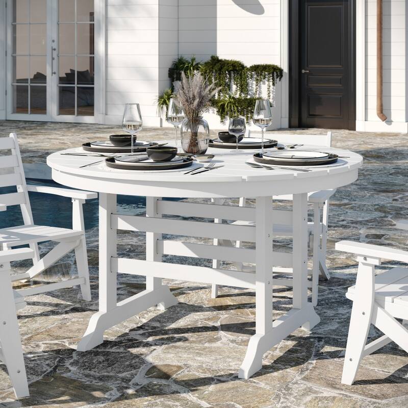Commercial All Weather Adirondack Table and 4 Chairs with Cupholders