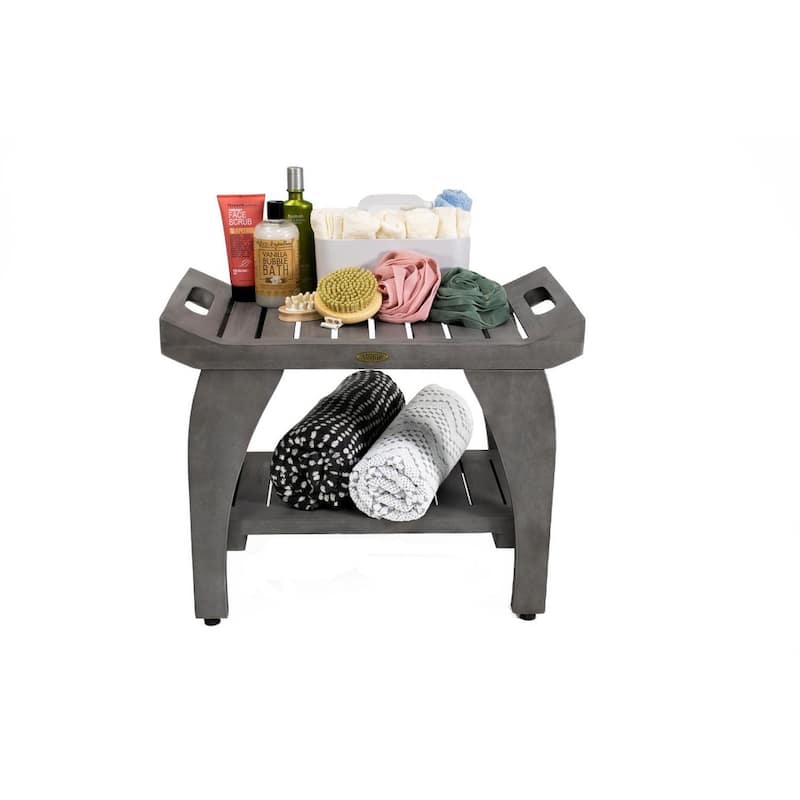 CoastalVogue Tranquility 24in Wide Shower Bench in a Gray Finish