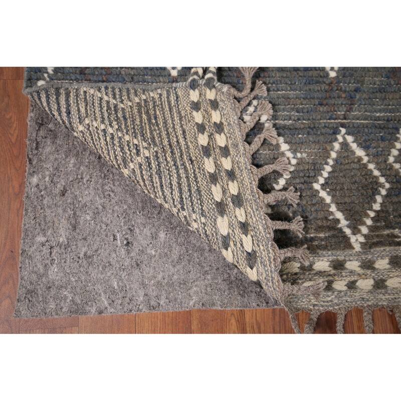 All-Over Geometric Moroccan Oriental Area Rug Handmade Wool Carpet - 7'10" x 10'1"
