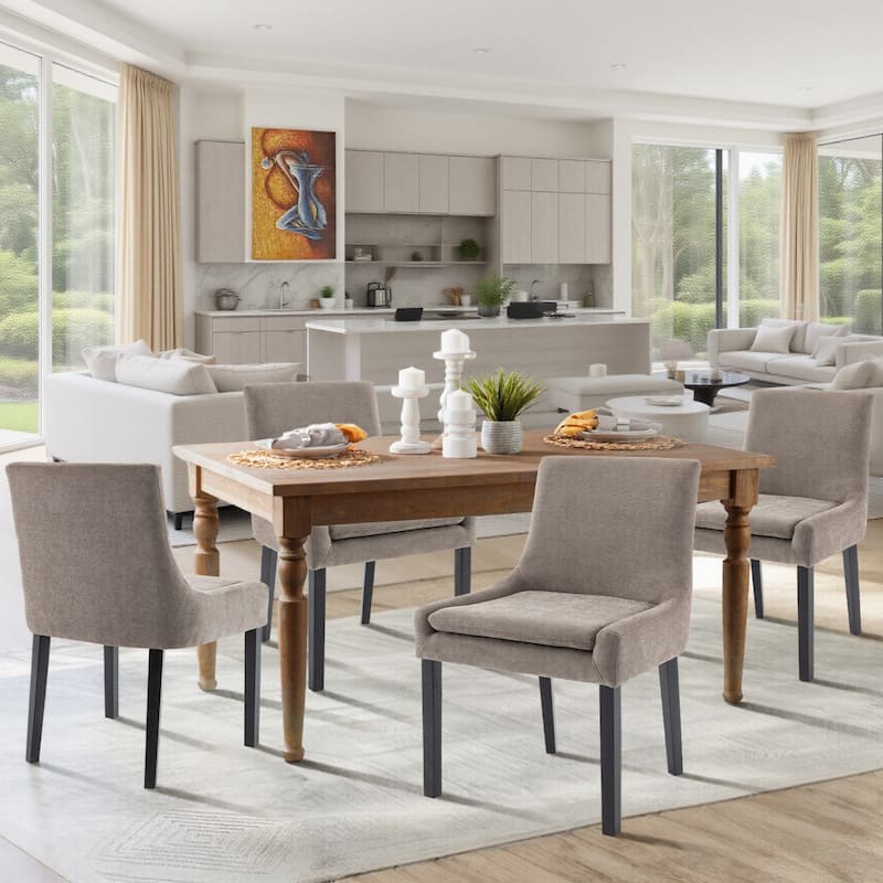 RENEWLINE Mid-Century Modern Corduroy Upholstered Dining Chairs with Solid Wood Legs,Set of 2/4/6 - Set of 4 - Camel