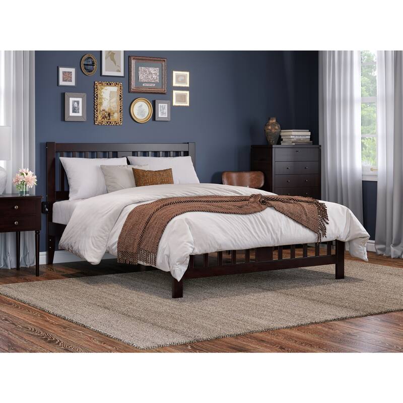 Twin Walnut Brown Kaia Mid-Century Platform Bed with Angled Legs and Classic Low Profile Design