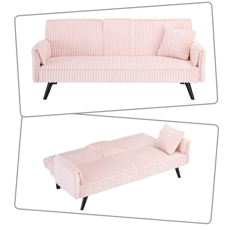 Modern minimalist sofa futon with adjustable backrests and console suitable for bedroom and living room reception rooms