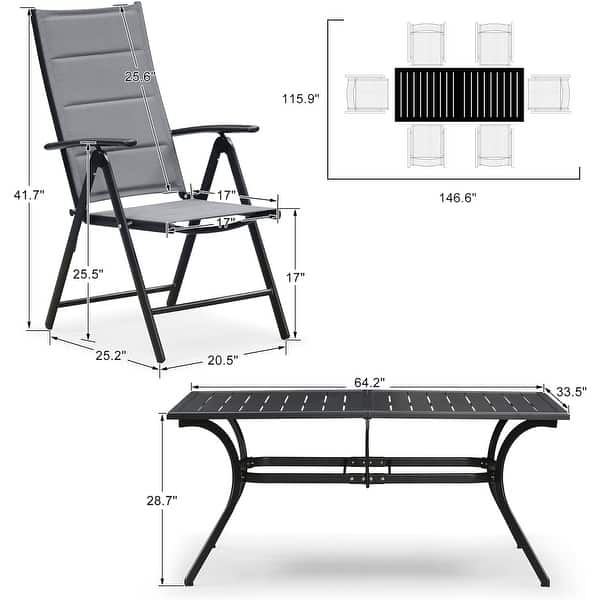 dimension image slide 0 of 4, PURPLE LEAF Outdoor Patio Dining Set Folding Chairs And Table