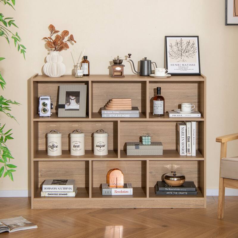 Costway 3-tier Open Bookcase 8-Cube Bookshelf Storage Display Cabinet - 48'' x 12.5'' x 36.5''