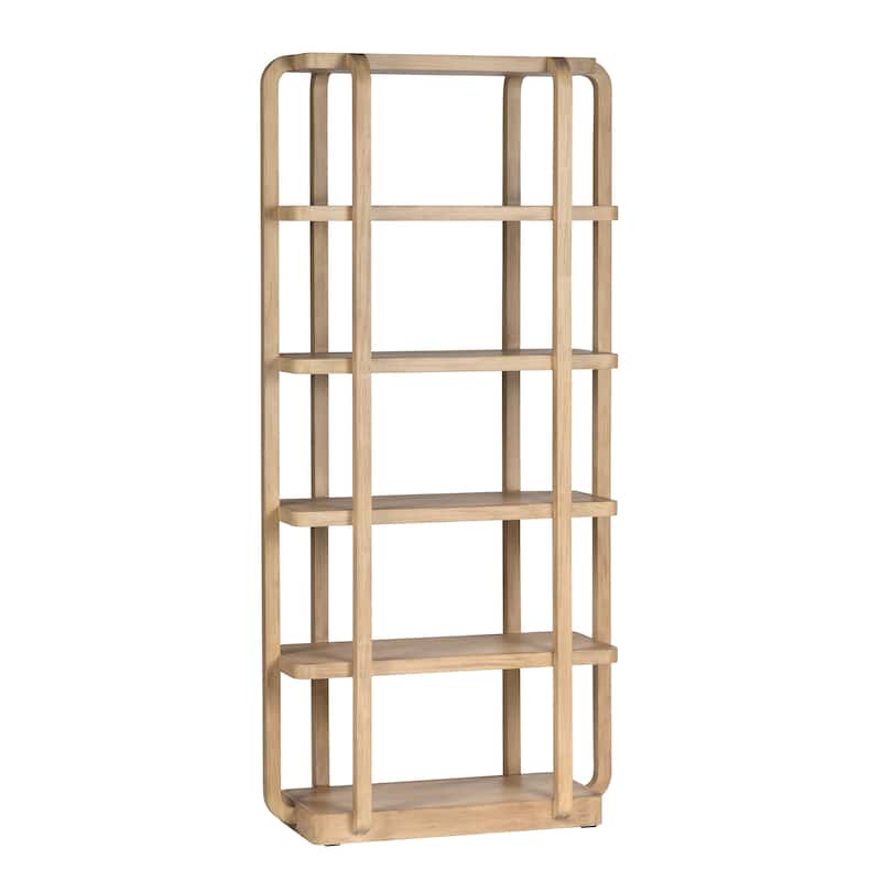 76 in. Tan Solid Wood 5 Shelf Etagere