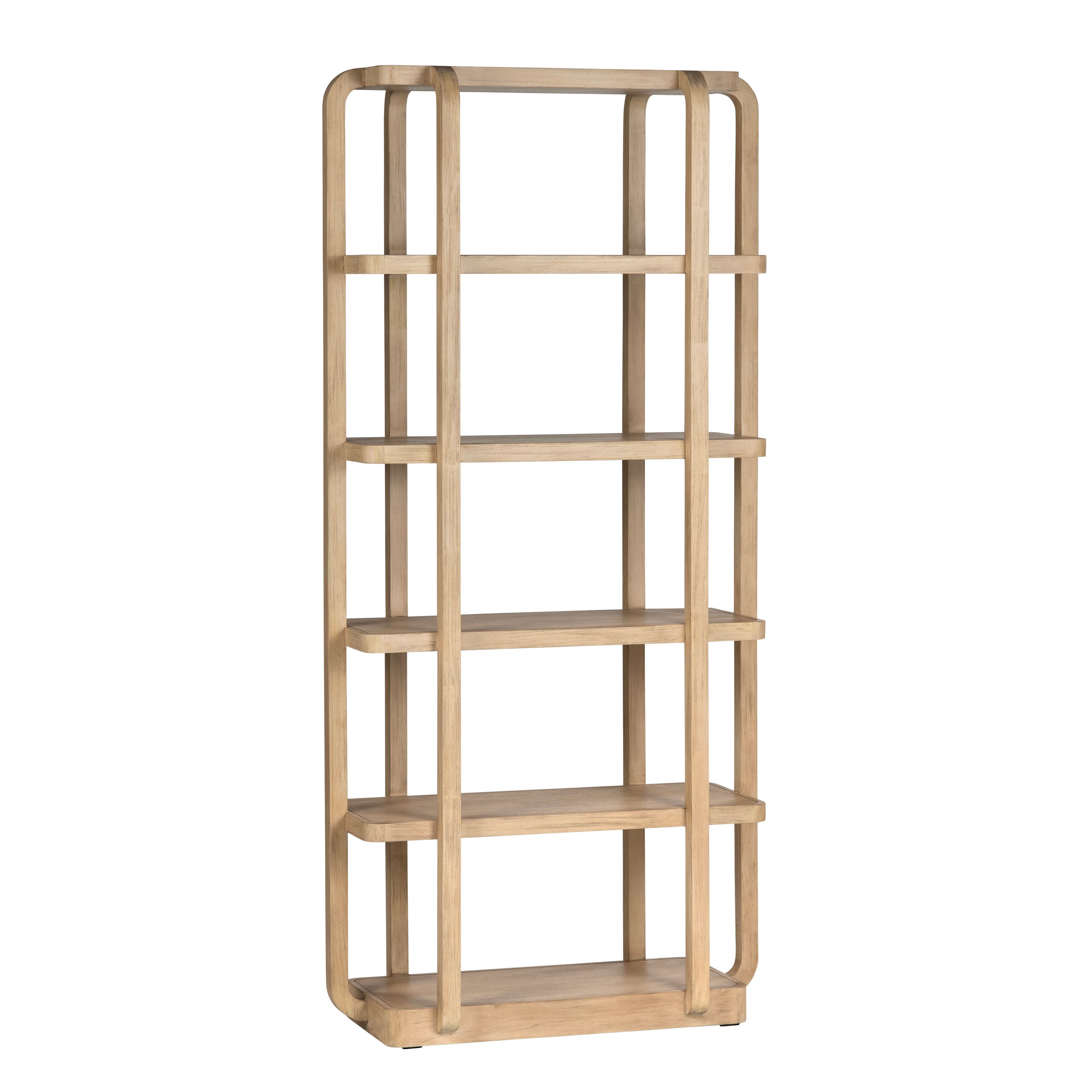 76 in. Tan Solid Wood 5 Shelf Etagere