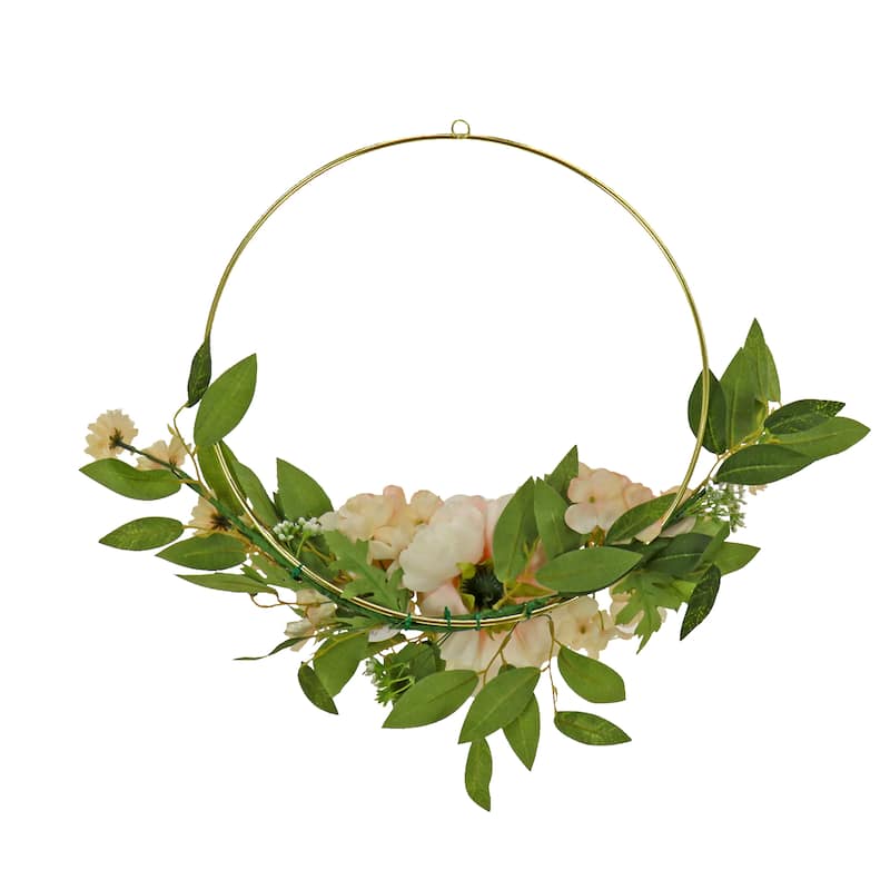 National Tree Company 18 in. Spring Peony and Rose Hoop Wreath