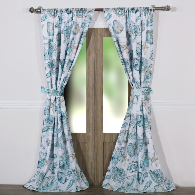 Barefoot Bungalow Cruz Coastal Curtain Set (Set of Two Panels) - 42 W x 84 L Each - 84 W x 84 L (inches)