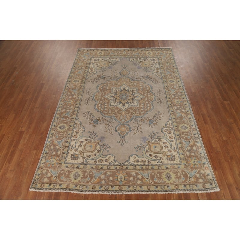 Tabriz Persian Area Rug Hand-Knotted Bedroom Wool Carpet - 6'6"x 9'5"