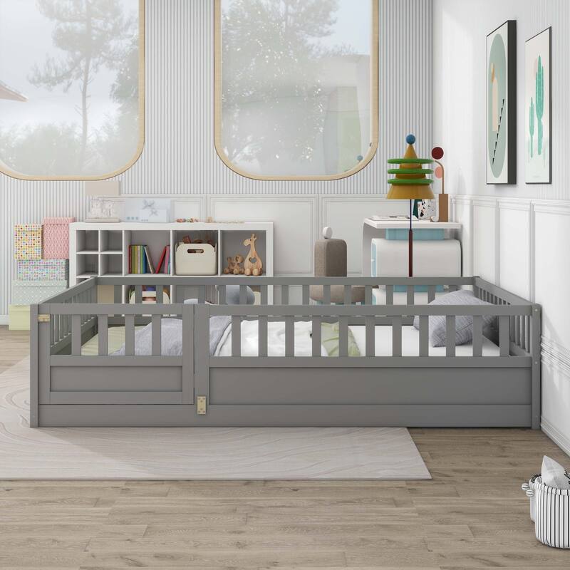 Montessori wooden children's floor bed without Support slat