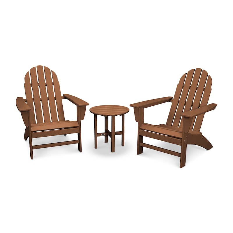 POLYWOOD Vineyard 3-piece Outdoor Adirondack Chair and Table Set - Teak