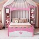 preview thumbnail 11 of 19, Wooden Twin Size Platform Bed with Storage Shelf