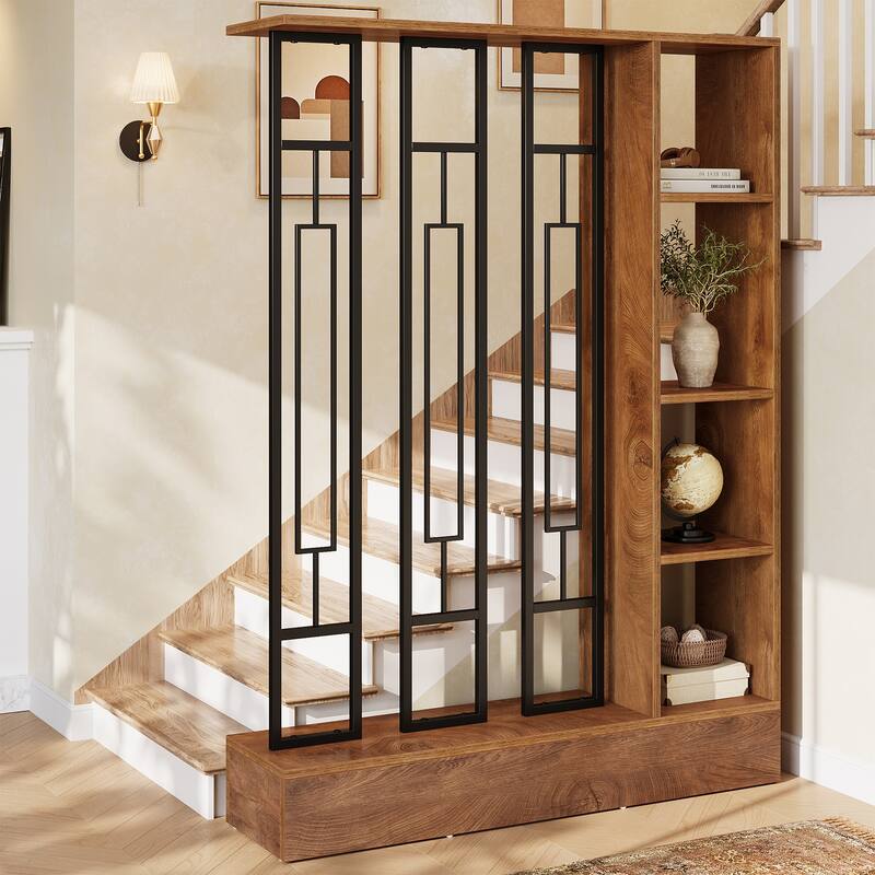 70.9" Tall Wall Room Divider with Display Shelves and Sturdy Base - 47.2" W x 11.8" D x 70.9" H