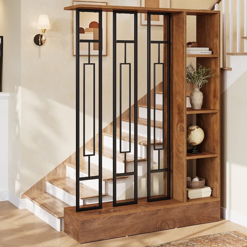 Freestanding Wall Room Divider with Display Shelves, 47.2" W x 70.9" H