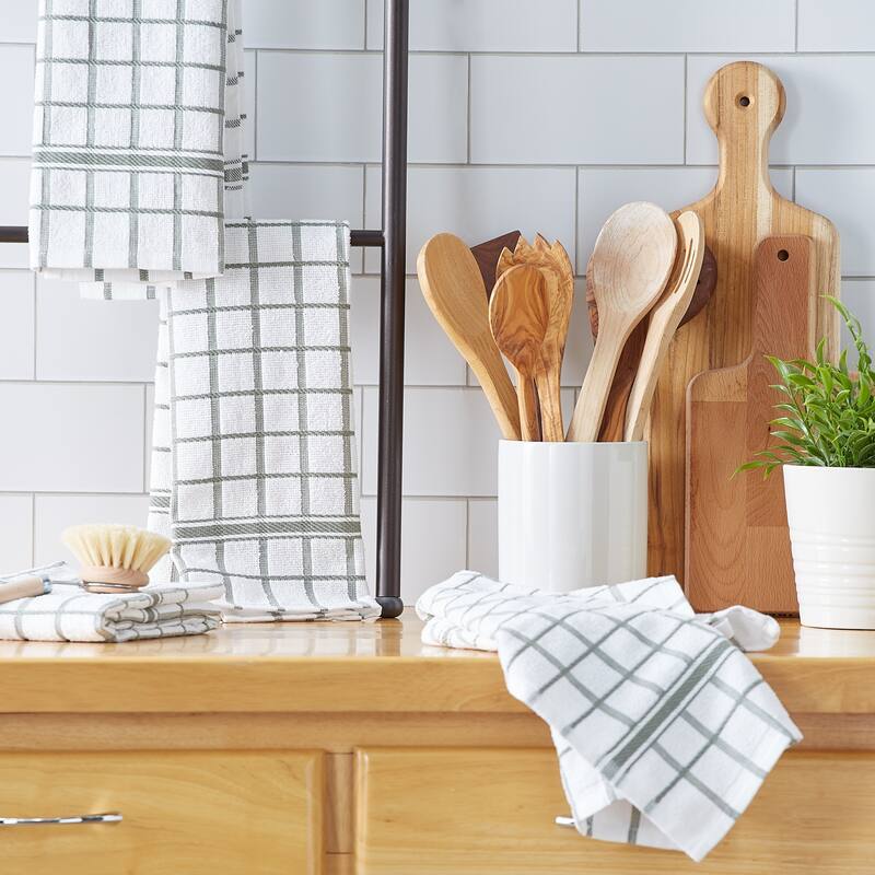DII Artichoke Windowpane Terry Dishtowel (Set of 4)