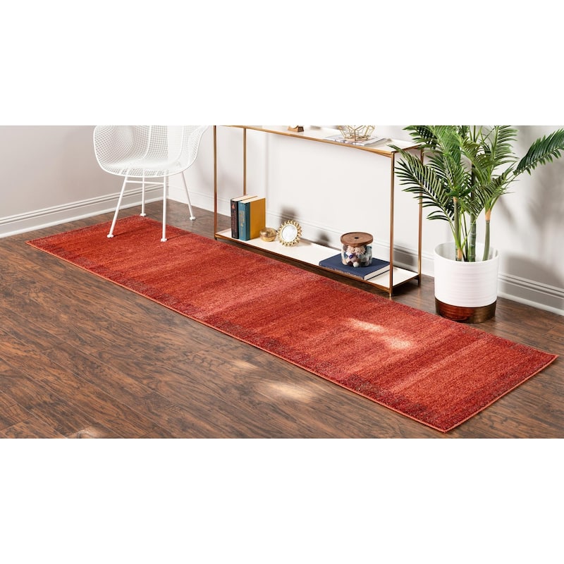 Contemporary Weby Collection Area Rug - 2'x8' - Terracotta