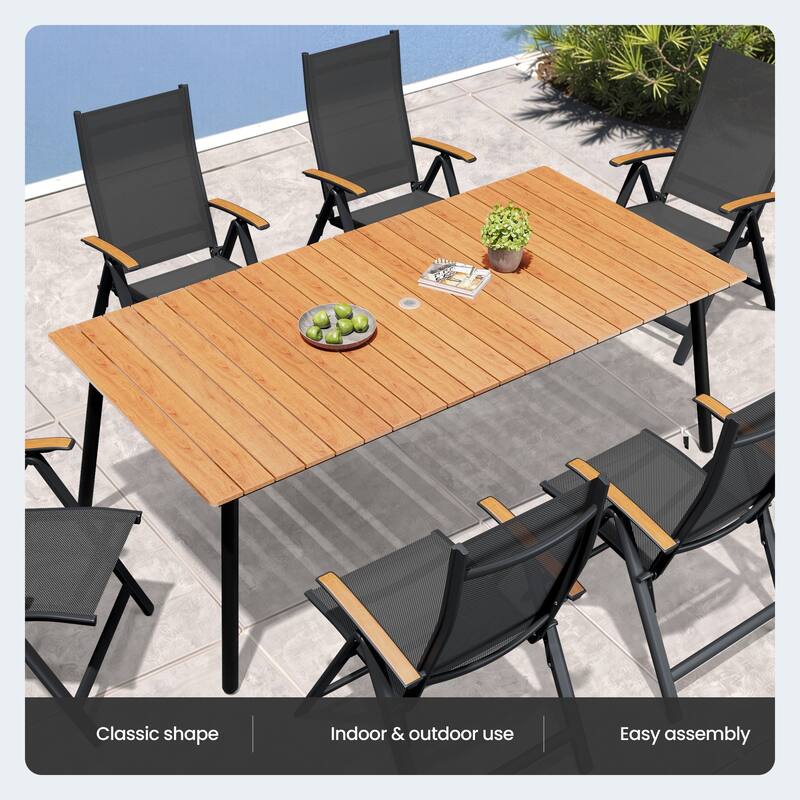 7/9-Piece Outdoor Patio Dining Set Adjustable Folding Chairs and Aluminum Dining Table