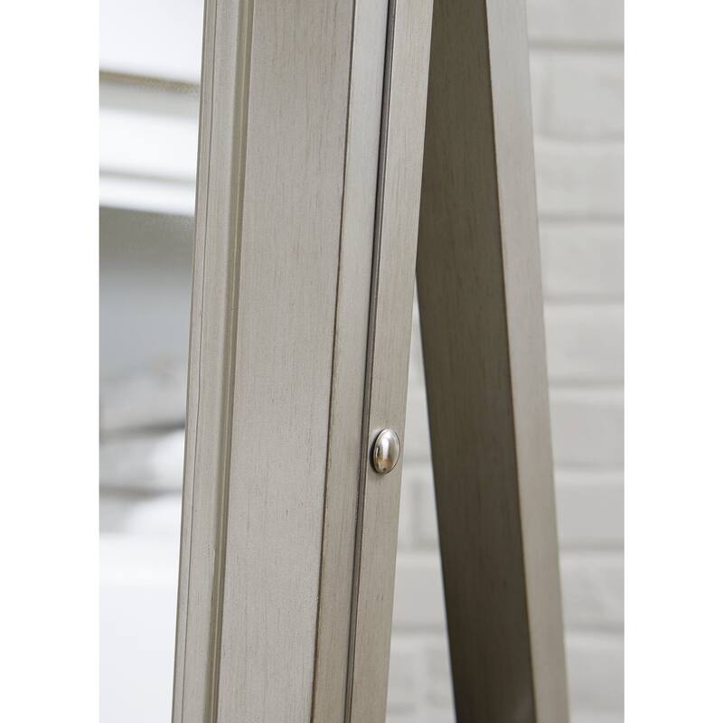 Signature Design by Ashley Evesen Silver Floor Standing Mirror with Storage - 28"W x 17"D x 66"H