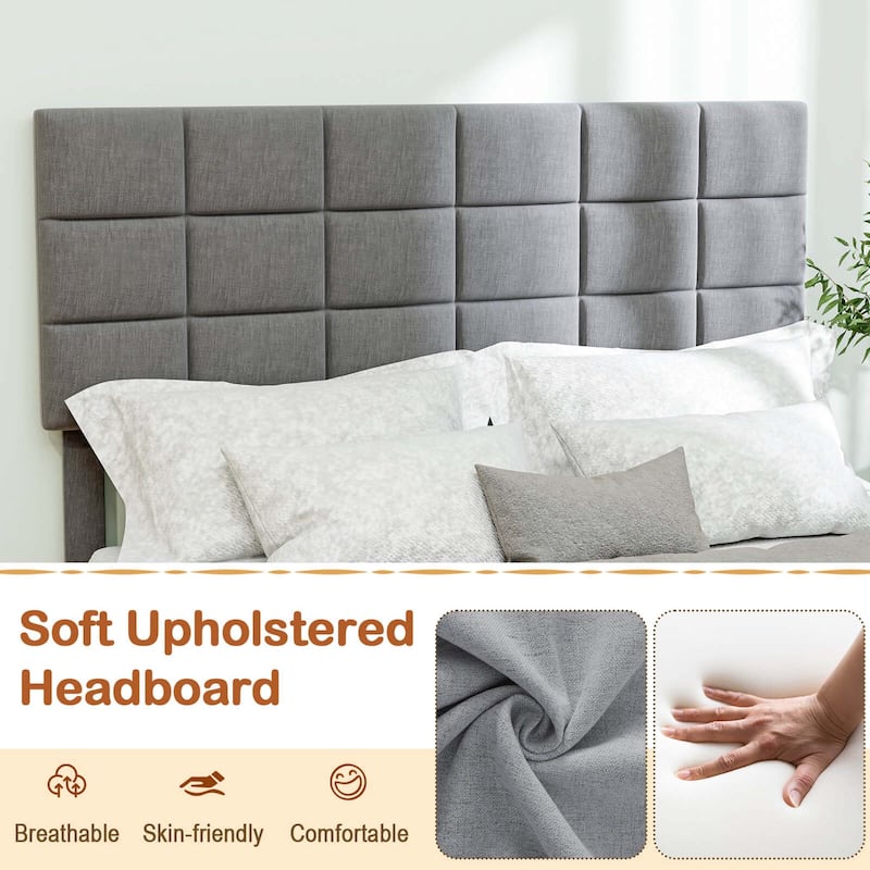 Costway Full/Queen/King Size Bed Frame Modern Linen Fabric Upholstered