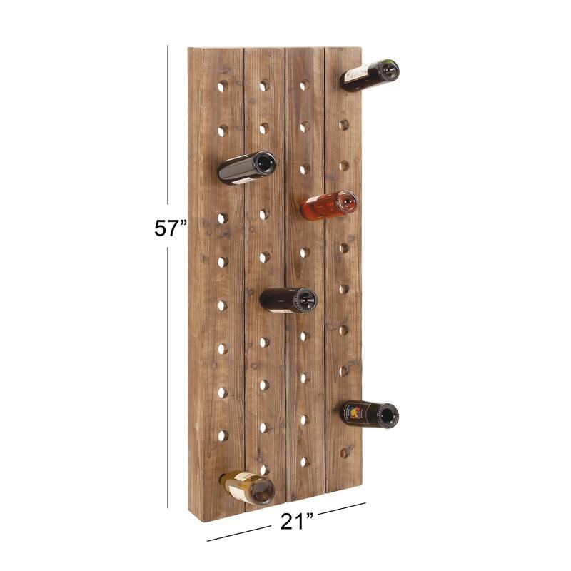 Peg Wine Rack Brown Wood Rustic Farmhouse Wall Peg Wine Rack Collection - Overstock ...