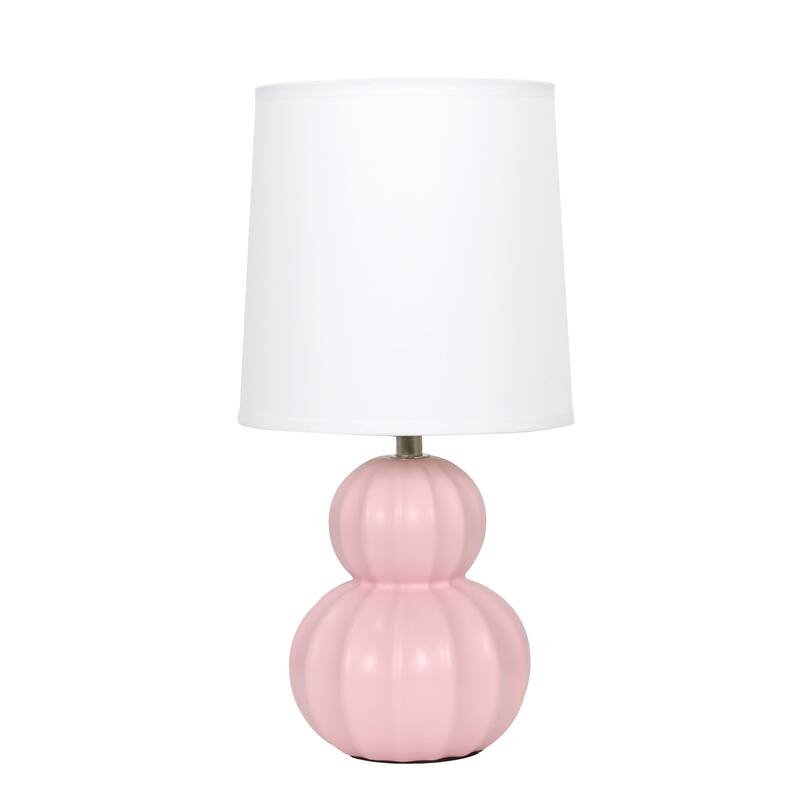 Stacked Double Gourd Ceramic Table Lamp with Tapered Shade - 12.5" - Pink