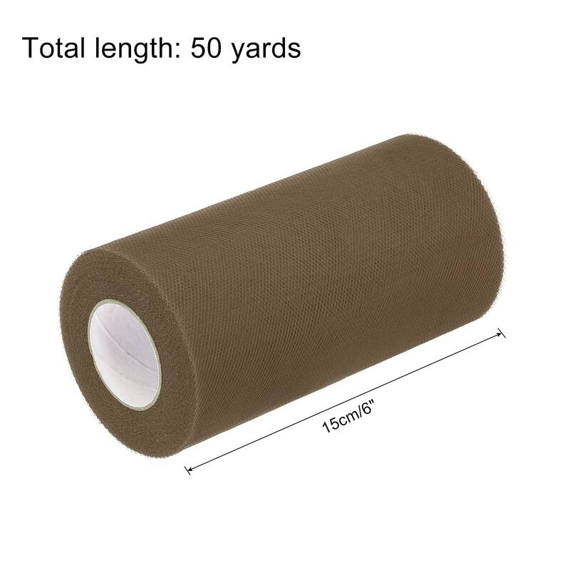 Tulle Rolls Fabric Spools 6" for Decoration Wrapping Wedding DIY Craft - Coffee - 50 Yard