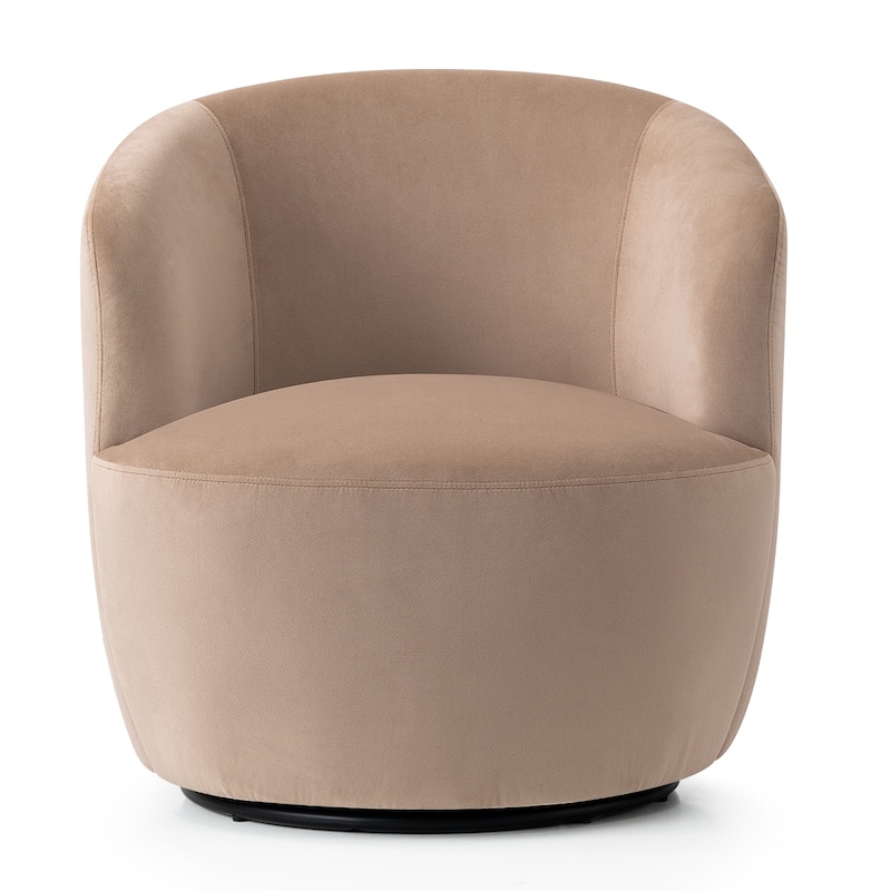 26.5" Wide Velvet Small Swivel Barrel Accent Chair