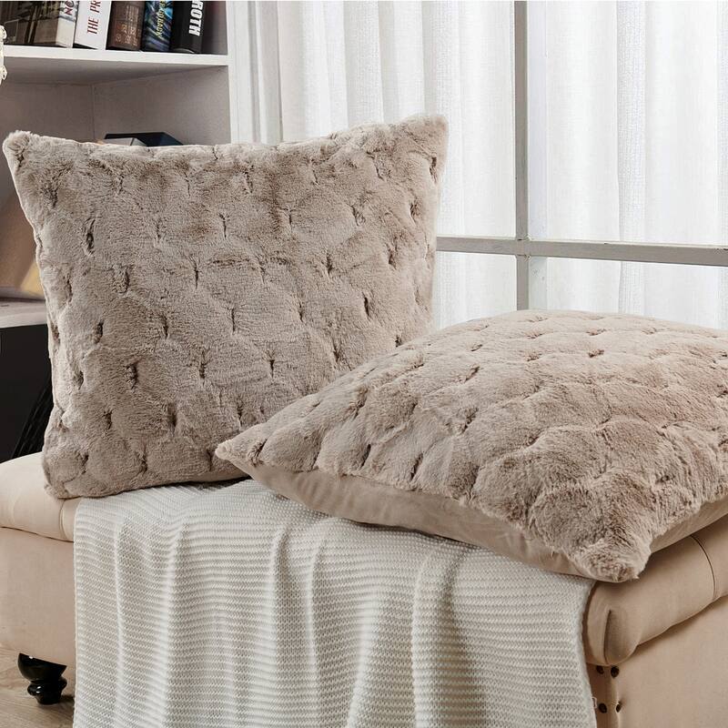 Serenta JacquardRabbit FauxFur Pillow Cover 2 Piece, NO INSERT