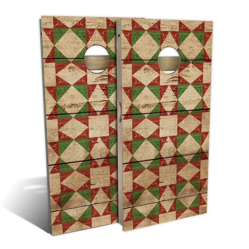 Red Christmas Outdoor Cornhole Board Set - Backyard 2x4 - NO Accessories