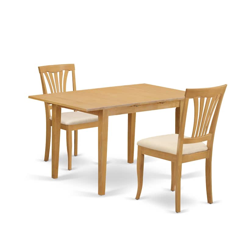 East West Furniture Dining Room Table Set Contains a Rectangle Kitchen Table and 2 Dining Chairs (Chair Seat Type Options)