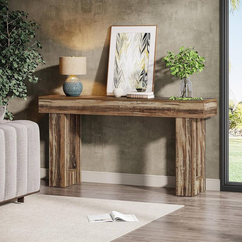 63" Wooden Console Table, Rectangular Sofa Table for Behind Couch, Entryway, HallwayLiving Room
