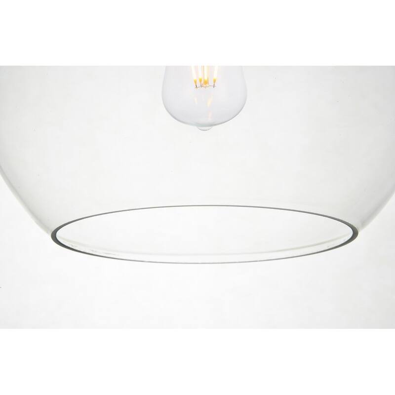 Brad 1-Light Plug in Pendant with Clear Shade - Black - 10" Diameter