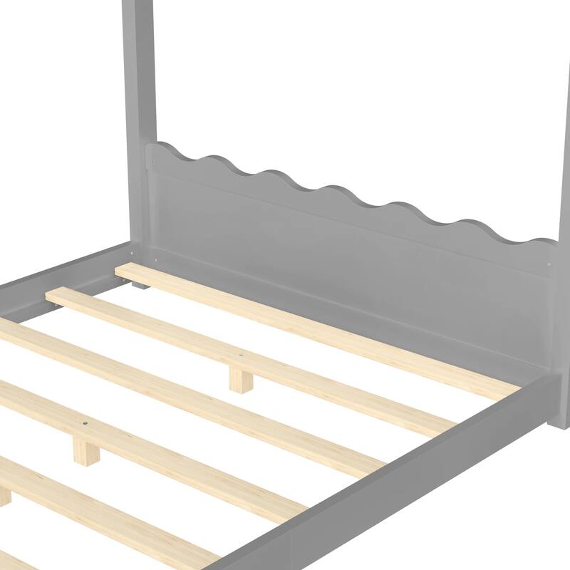 Wood House Bed Floor Bed with Support Slats Montessori Bed