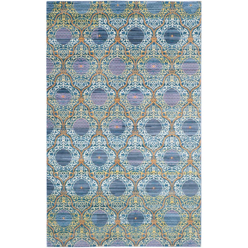 SAFAVIEH Valencia Ranheid Distressed Vintage Boho Oriental Polyester Rug - 5' x 8' - Lavander/Gold