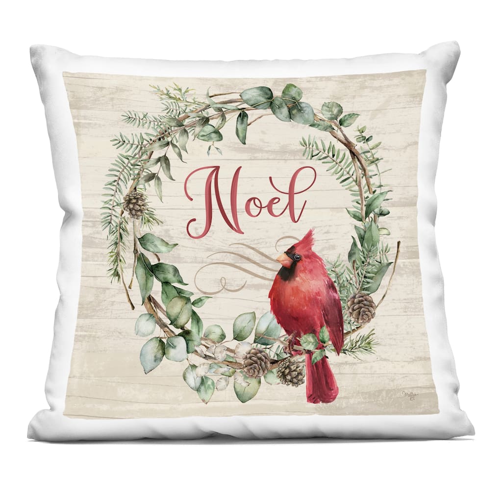 Stupell Noel Wreath with Cardinal Decorative Printed Throw Pillow Design by Mollie B.
