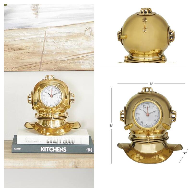 US Navy Mark V 8-inch Diving Helmet Coastal Decor Table Clock