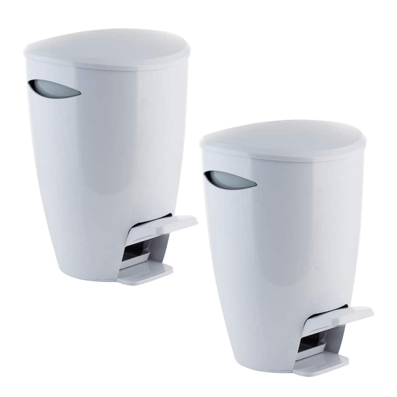 Bath Bliss 5L Contour Step Pedal Waste Bin in White - 7.9" x 7.9" x 11.8"