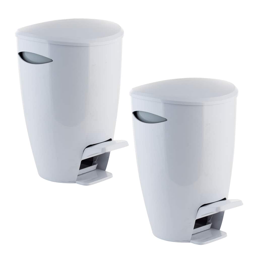Bath Bliss 5L Contour Step Pedal Waste Bin in White - 7.9" x 7.9" x 11.8"