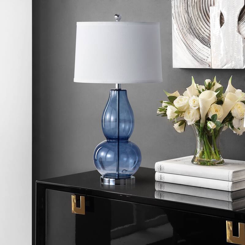 SAFAVIEH Lighting Mercurio Blue Double Gourd 29-inch Table Lamp (Set of 2) - 15" x 15" x 28.5"