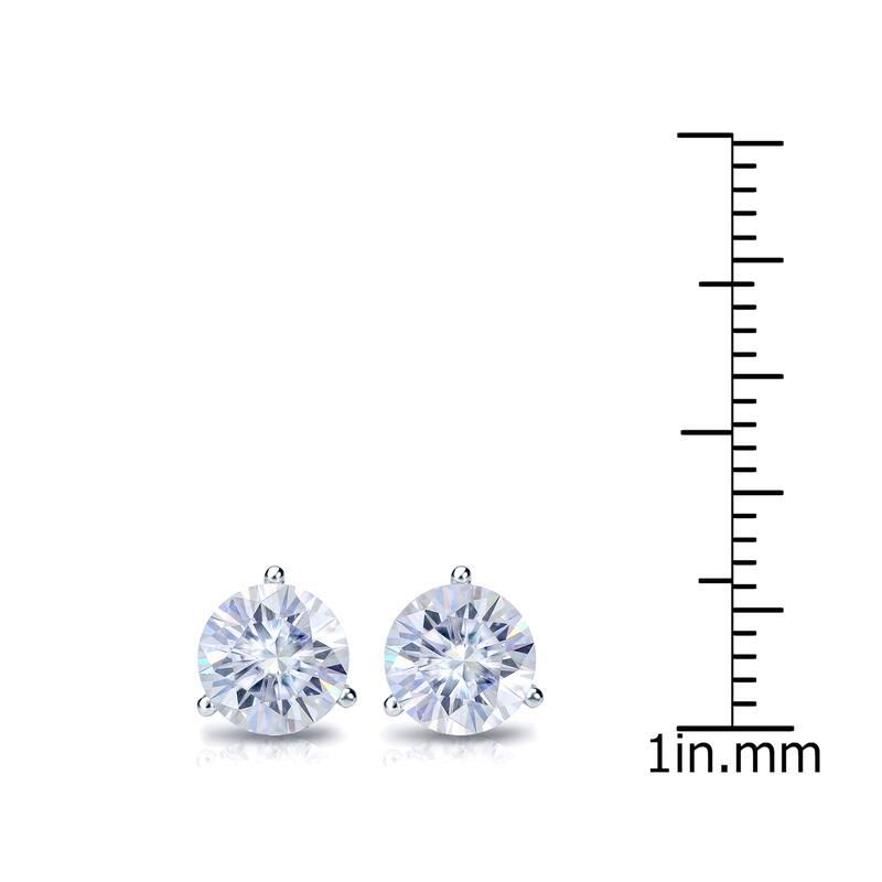 Auriya 1 1/2ct TGW Round Moissanite Stud Earrings Platinum 3-Prong - 5.9 mm, Push-Back