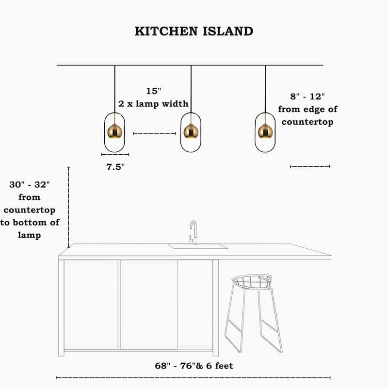 Marden Modern Black Gold 1-Light Metal Kitchen Island Pendant Lights for Dining Room