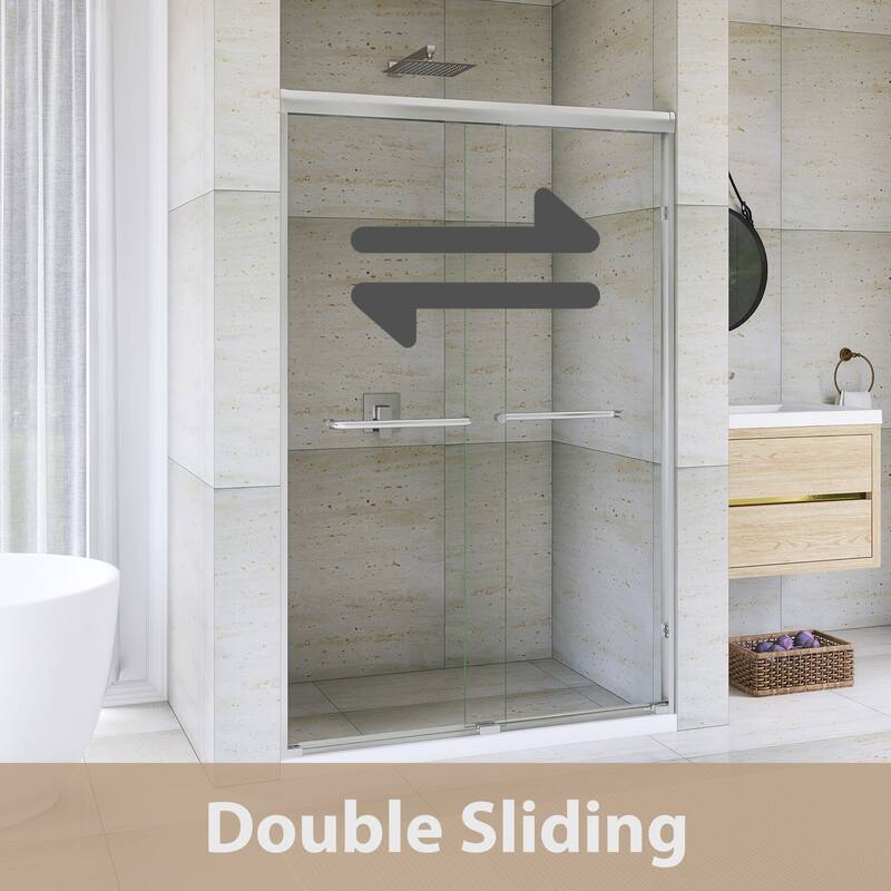 Double Sliding Framed Shower Door in Matte Black Finish
